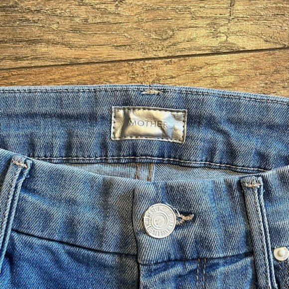 MOTHER Undone Hem Looker Crop Denim Jeans In Cliffhanger Size 25 - Picture 4 of 12